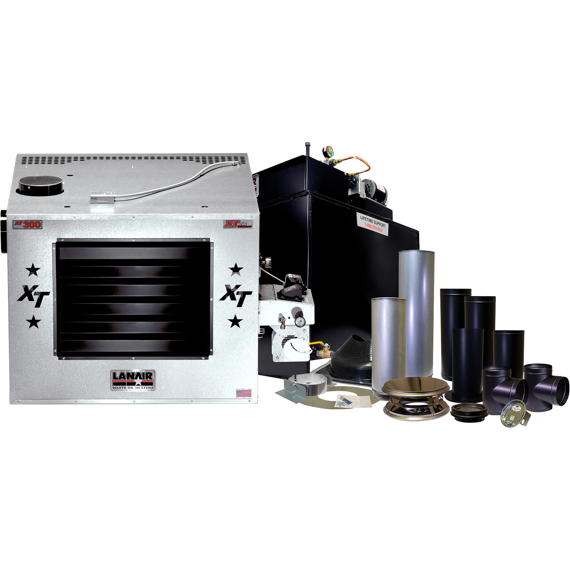 Lanair Waste Oil-Fired Thermostat-Controlled Heater Package,300,000 BTU, 10,000 Sq. Ft. Capacity, Model# XT-300 HEATER